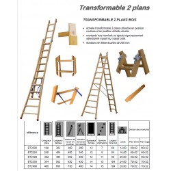 Echelle bois transformable 2 plans